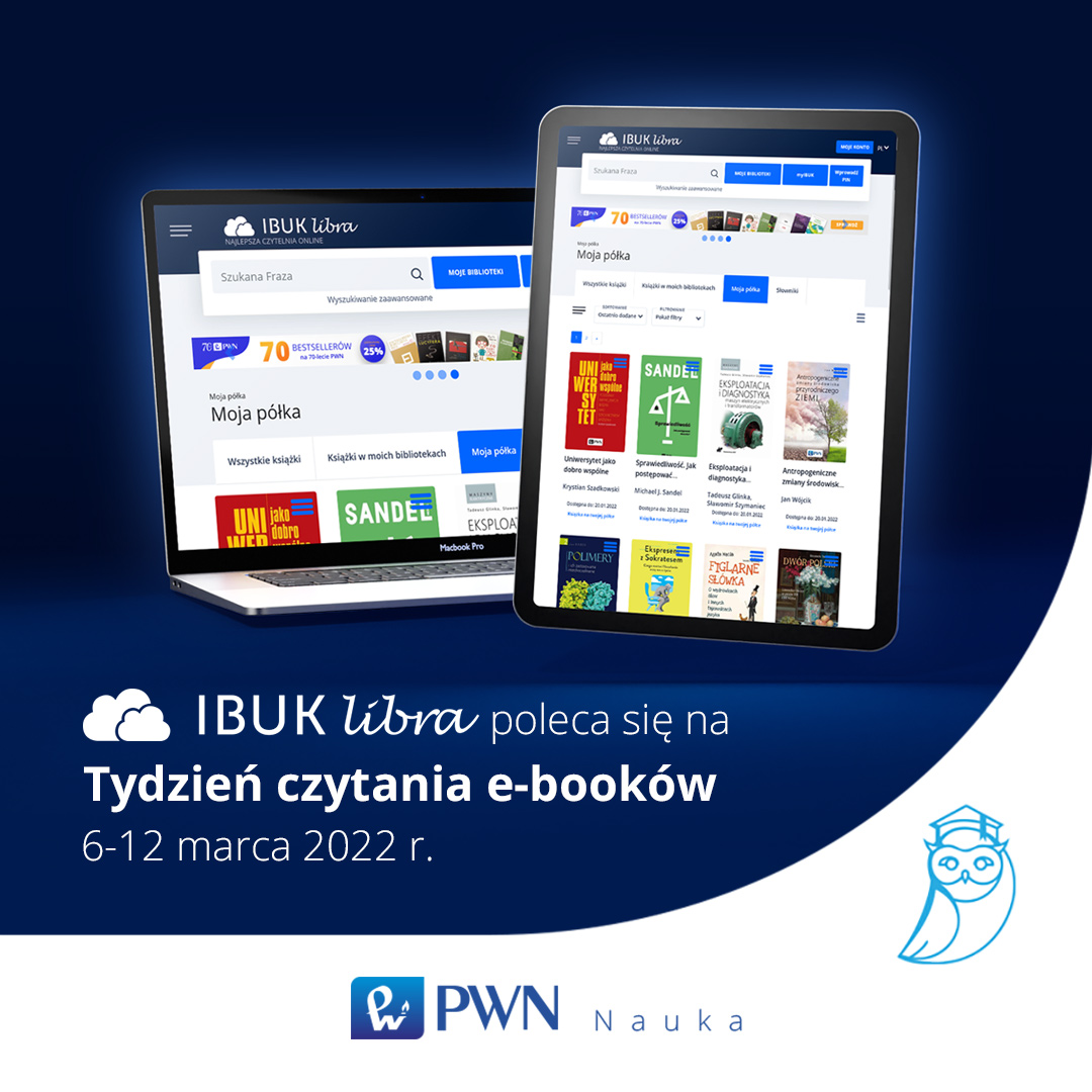 Napis: Ibuk Libra poleca się na Tydzień czytania ebooków 6-12 marca 2022 r.