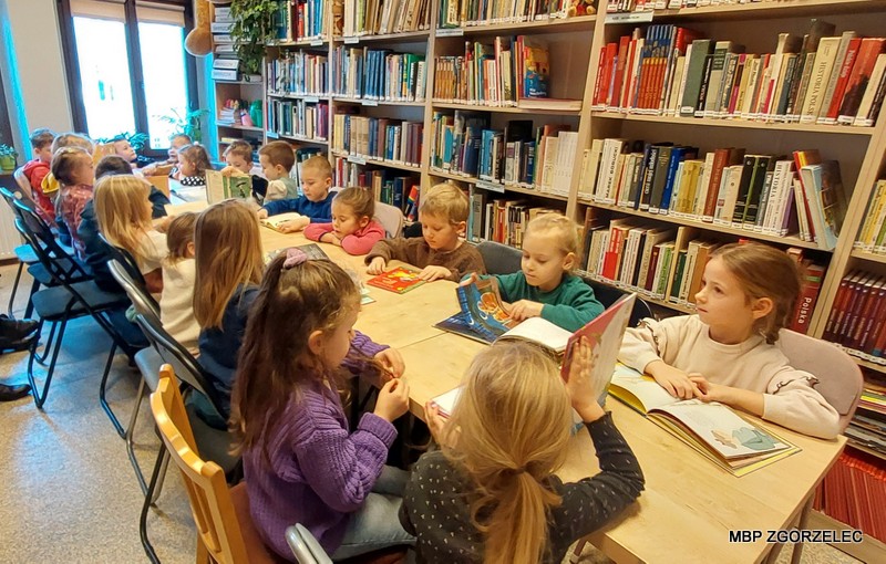 Dzieci z Przedszkola Zaczarowany Domek przeglądają książki