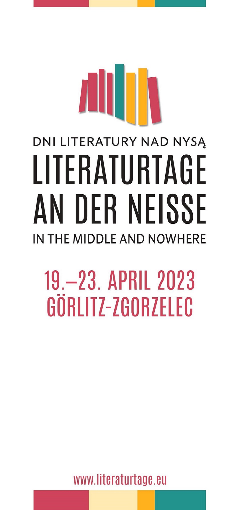 Grafika promująca Dni Literatury nad Nysą 2023. Grafika jest odnośnikiem do wpisu "Dni Literatury nad Nysą 19-23 kwietnia 2023 r.".