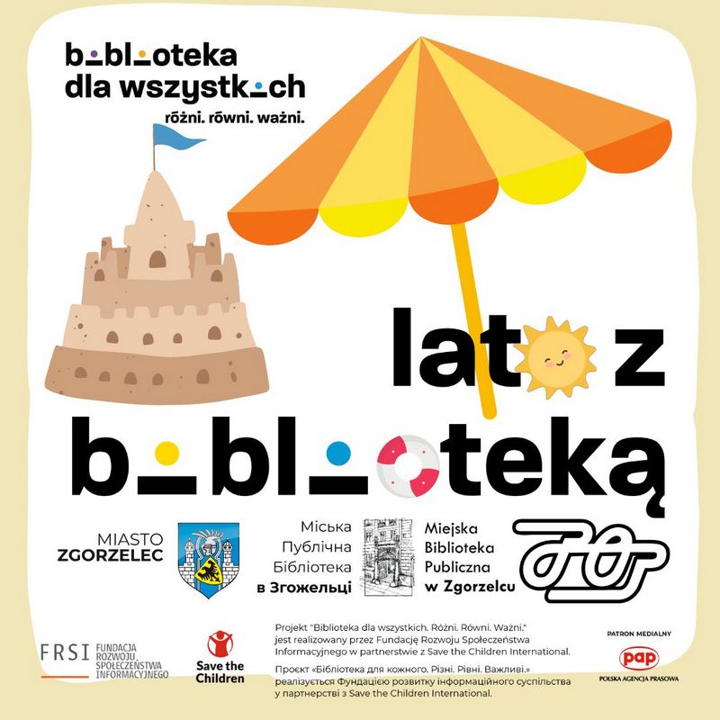 Grafika z informacją "Lato z biblioteką"