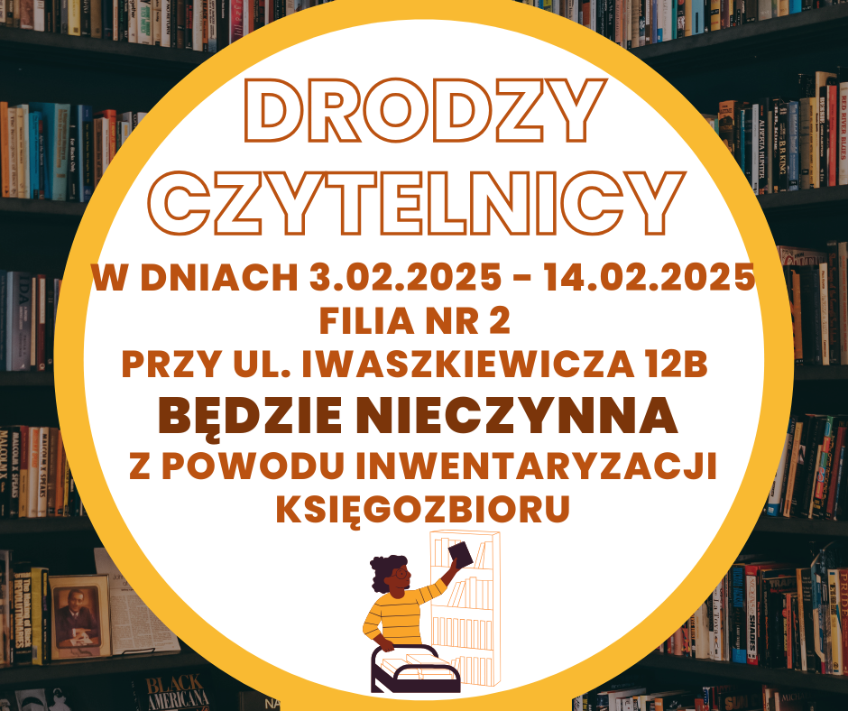 Inwentaryzacja zbiorów Filii nr 2 w dniach od 3 do 14 lutego 2025 r.