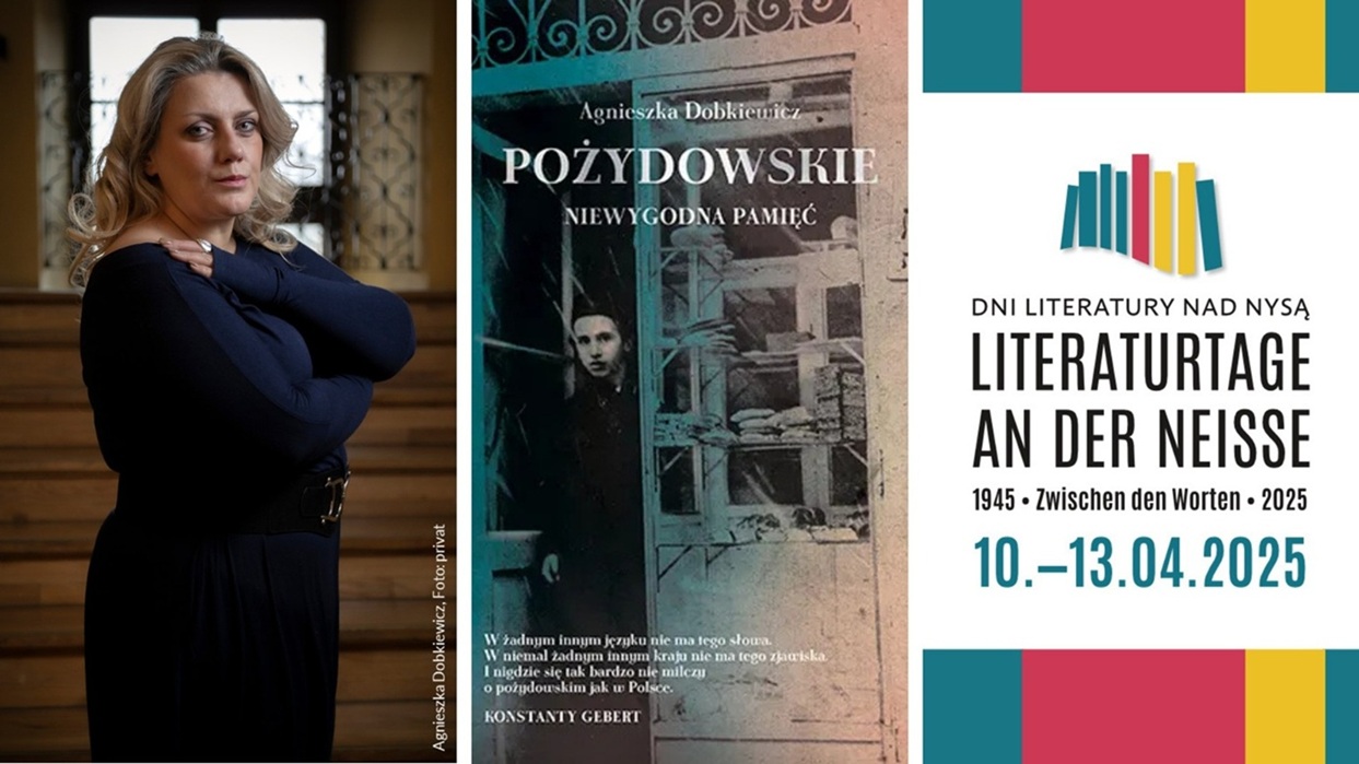 Grafika promująca spotkanie autorskie z Agnieszką Dobkiewicz w ramach Dni Literatury nad Nysą 2025. Grafika jest odnośnikiem do wpisu o spotkaniu.