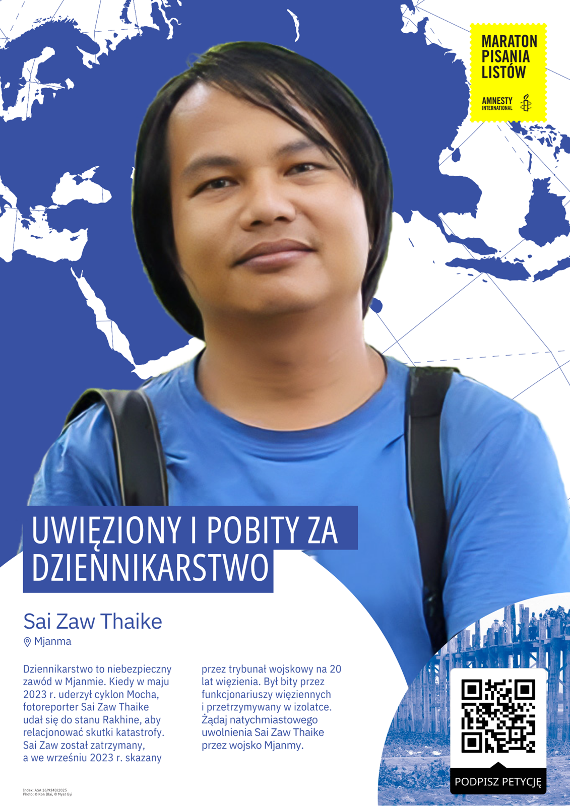 Maraton Pisania Listów. Sai Zaw Thaike (Mjanma): Uwięziony i&nbsp;pobity za dziennikarstwo.