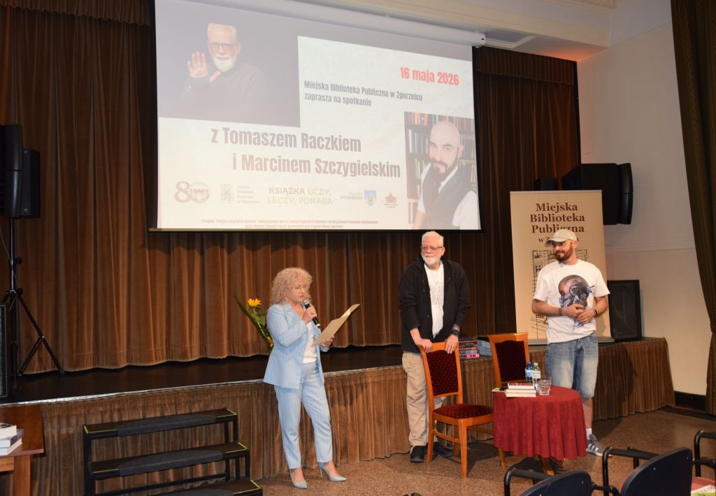 Spotkanie z Tomaszem Raczkiem i Marcinem Szczygielskim w Zgorzelcu. Spotkanie z Tomaszem Raczkiem i Marcinem Szczygielskim w Zgorzelcu.